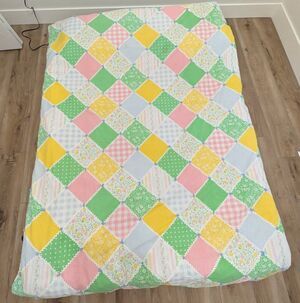 VTG Sears Country Patch Patchwork Calico Handmade Hand Tied Quilt Twin Full